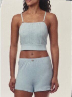 Paris Blues Loungewear Cami Shorts Set Pajama Medium Larimar Blue New Lightweigh